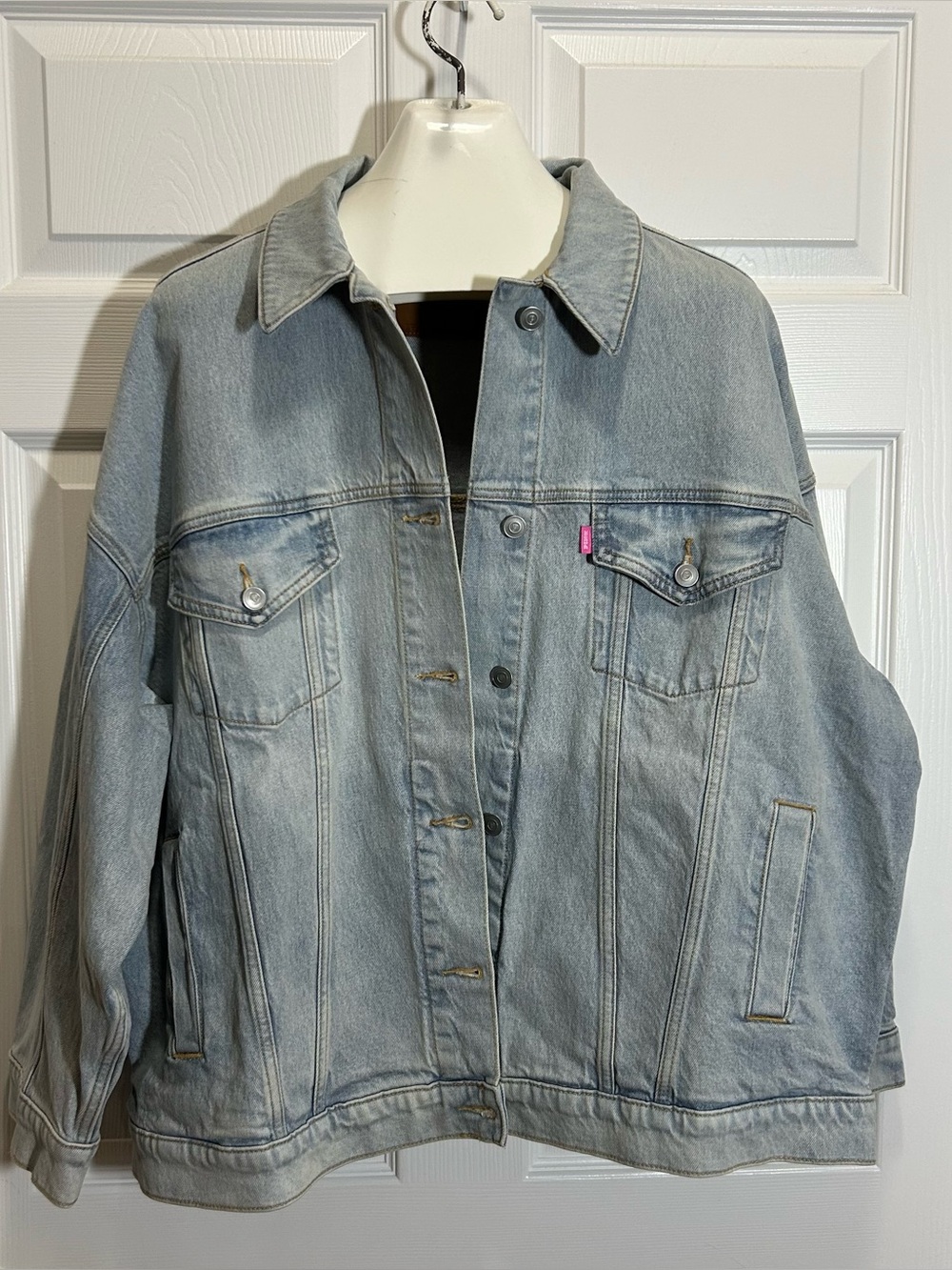 PINK Victoria's Secret Light Wash Oversized Denim Jacket